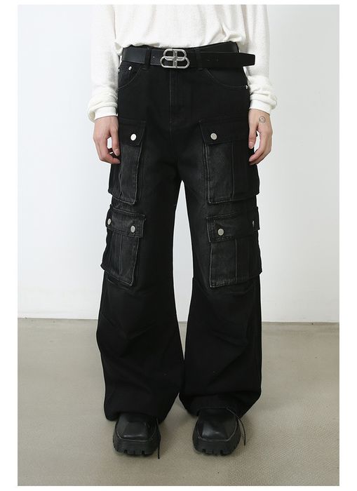 Streetwear Black Cargo Baggy Denim Jeans | Grailed