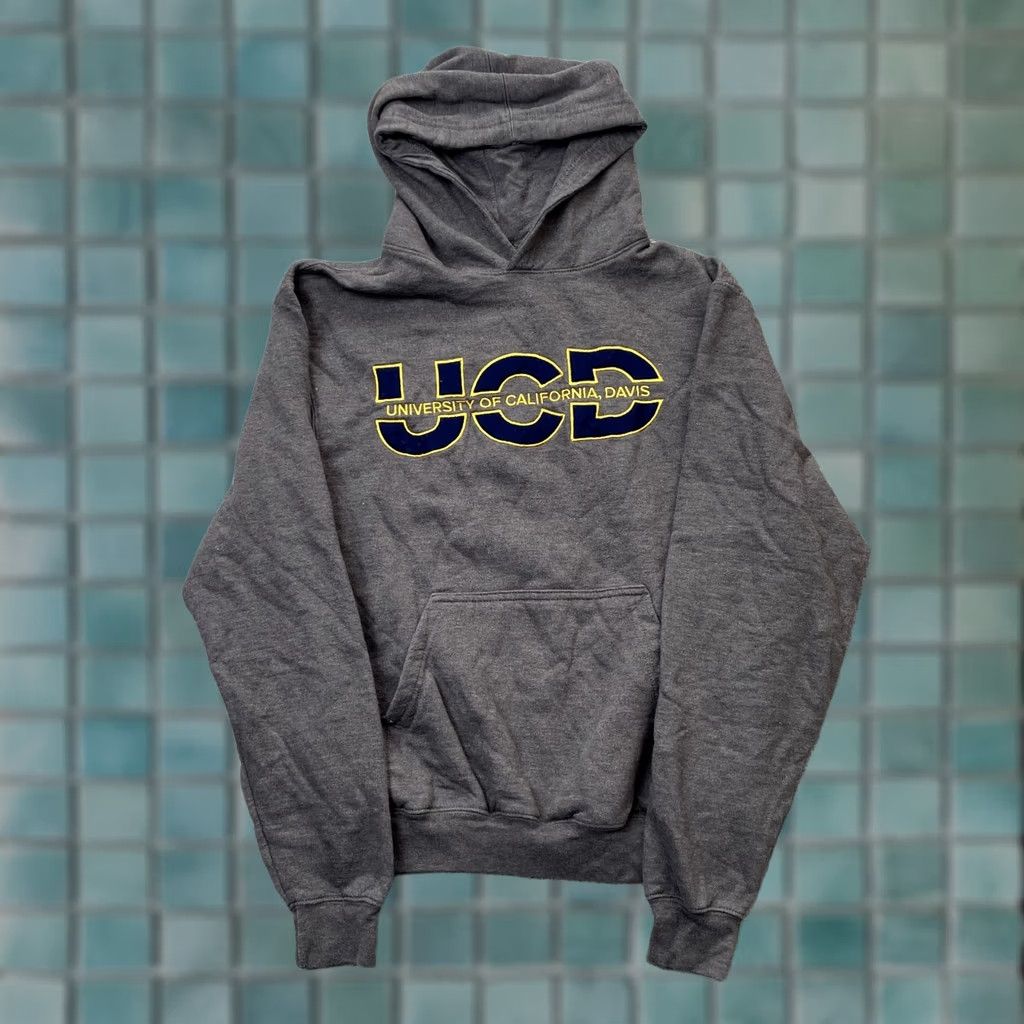 Logo 7 VINTAGE UC Davis Hoodie Womens Medium Gray Logo Fleece Lined College University Aggies Size M / US 6-8 / IT 42-44 - 1 Thumbnail