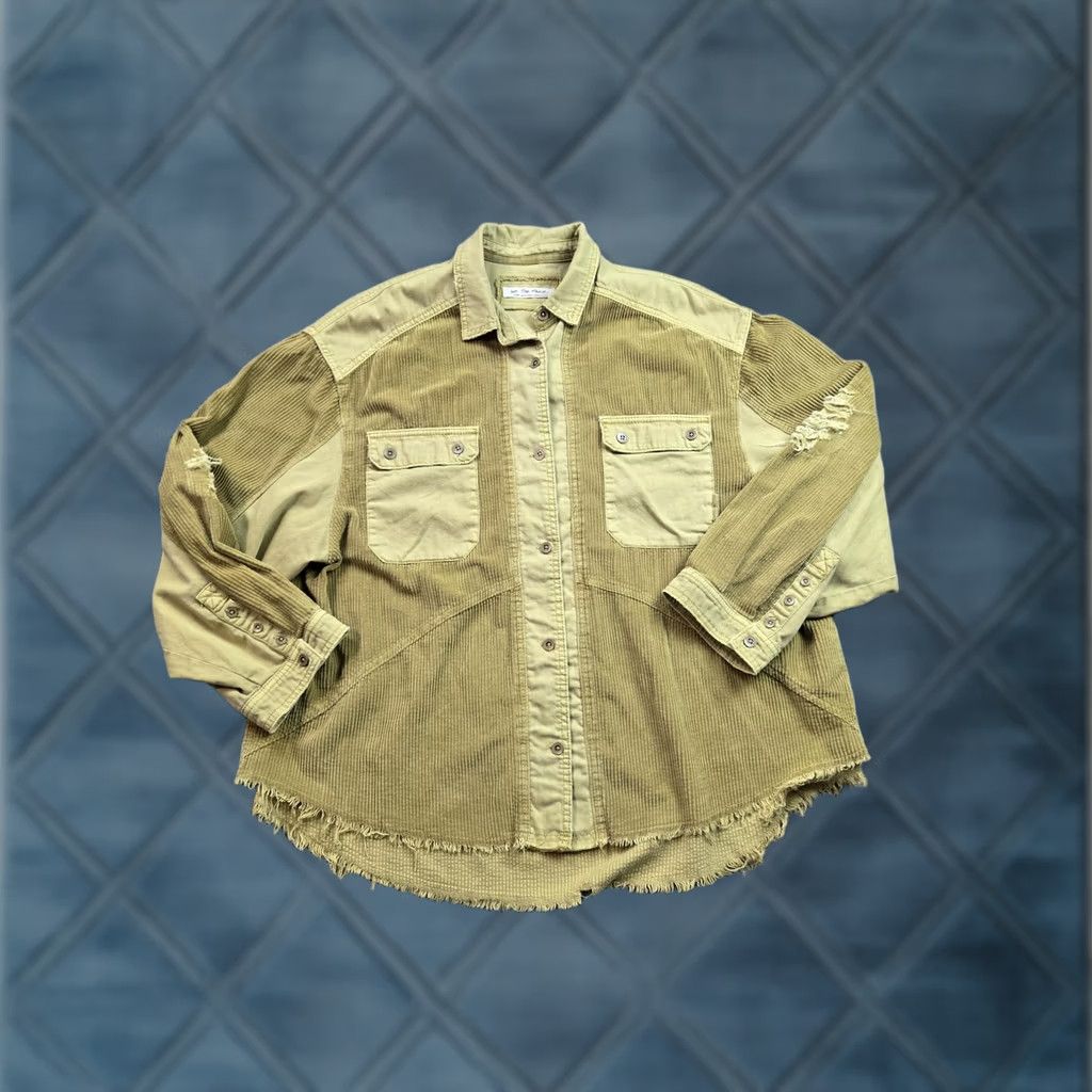 Vintage We The Free Corduroy Shirt Jacket Womens Large Green Button Up Long Sleeve Size M / US 6-8 / IT 42-44 - 1 Thumbnail