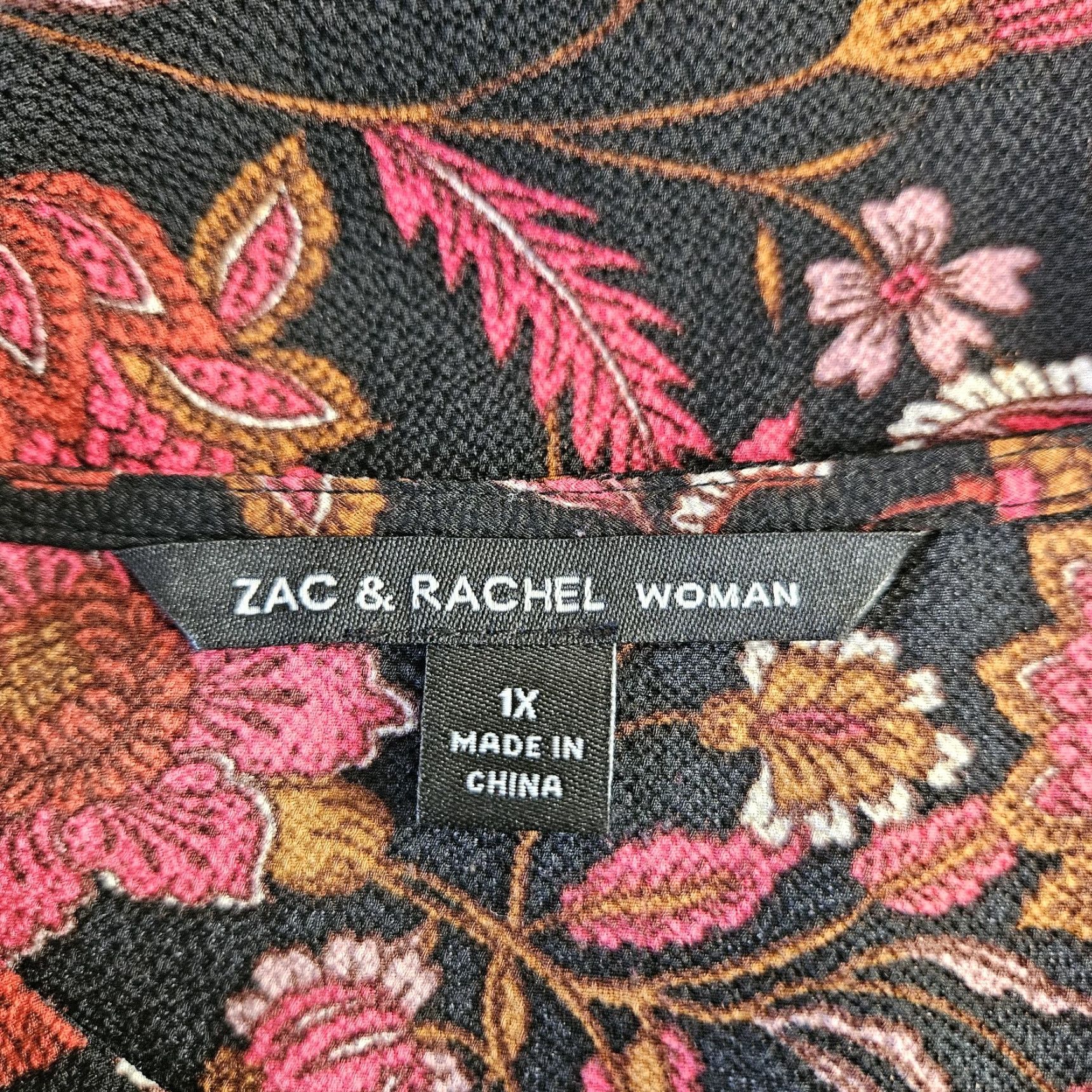 Vintage Zac & Rachel Womens Top 1X Black Pink Floral Paisley Long Sleeve V-Neck Blouse Size XL / US 12-14 / IT 48-50 - 6 Thumbnail