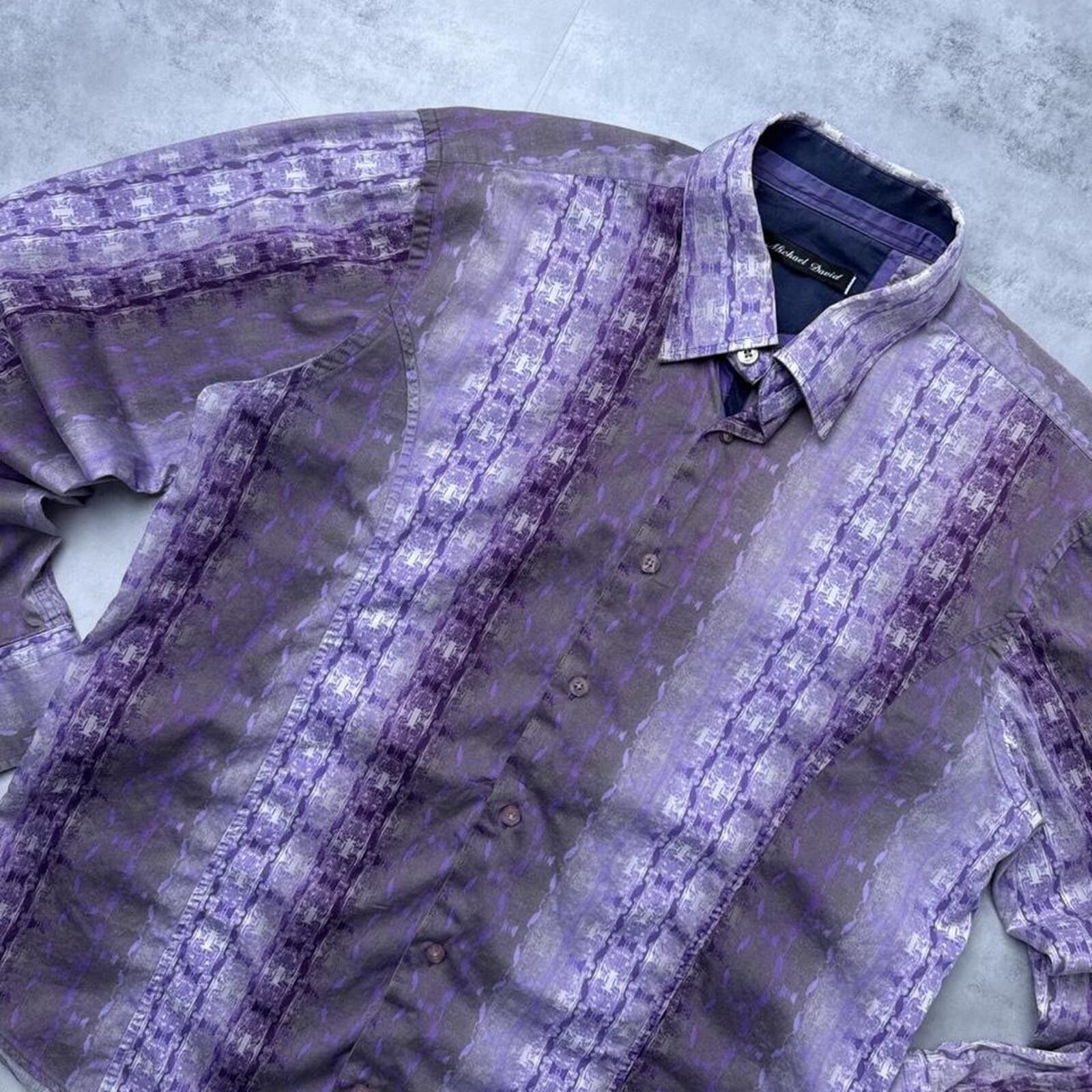 Affliction Y2K Affliction style purple patterned button-up grunge shirt Size US M / EU 48-50 / 2 - 4 Thumbnail