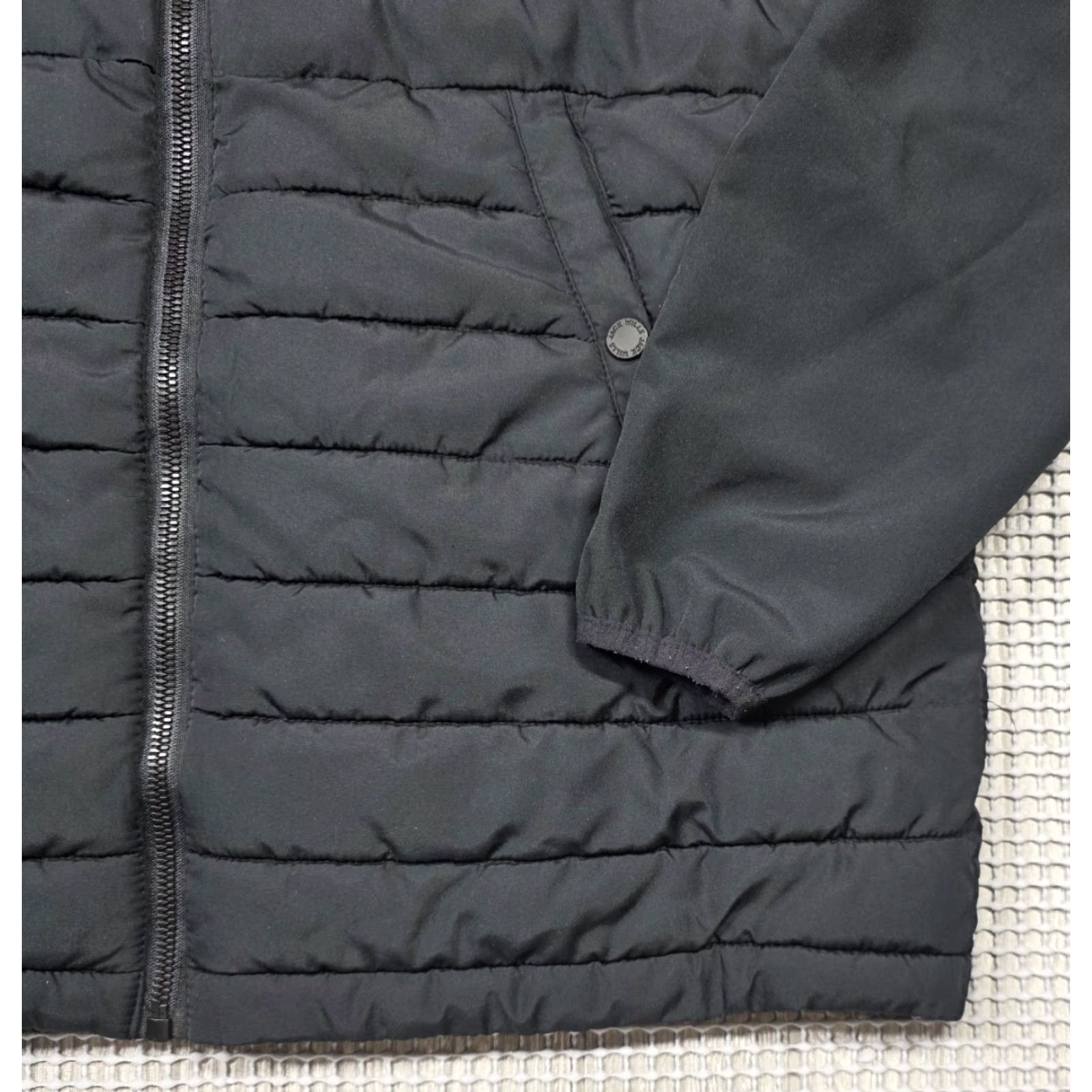 Jack Wills VINTAGE Jack Wills Great Britain Media Quilted Puffer Hybrid Men L Black Hooded Full Zip Size US L / EU 52-54 / 3 - 5 Thumbnail