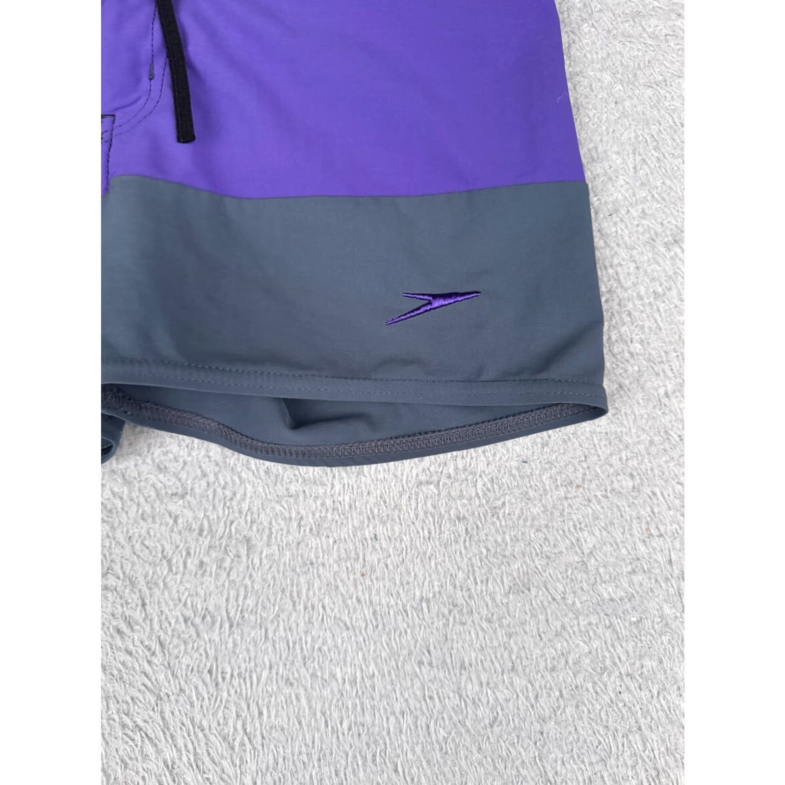 Speedo Speedo Shorts Womens Small Purple Blue Stripe Drawstring Zip Fly Run Gym 30x4 Size 28" / US 6 / IT 42 - 2 Thumbnail