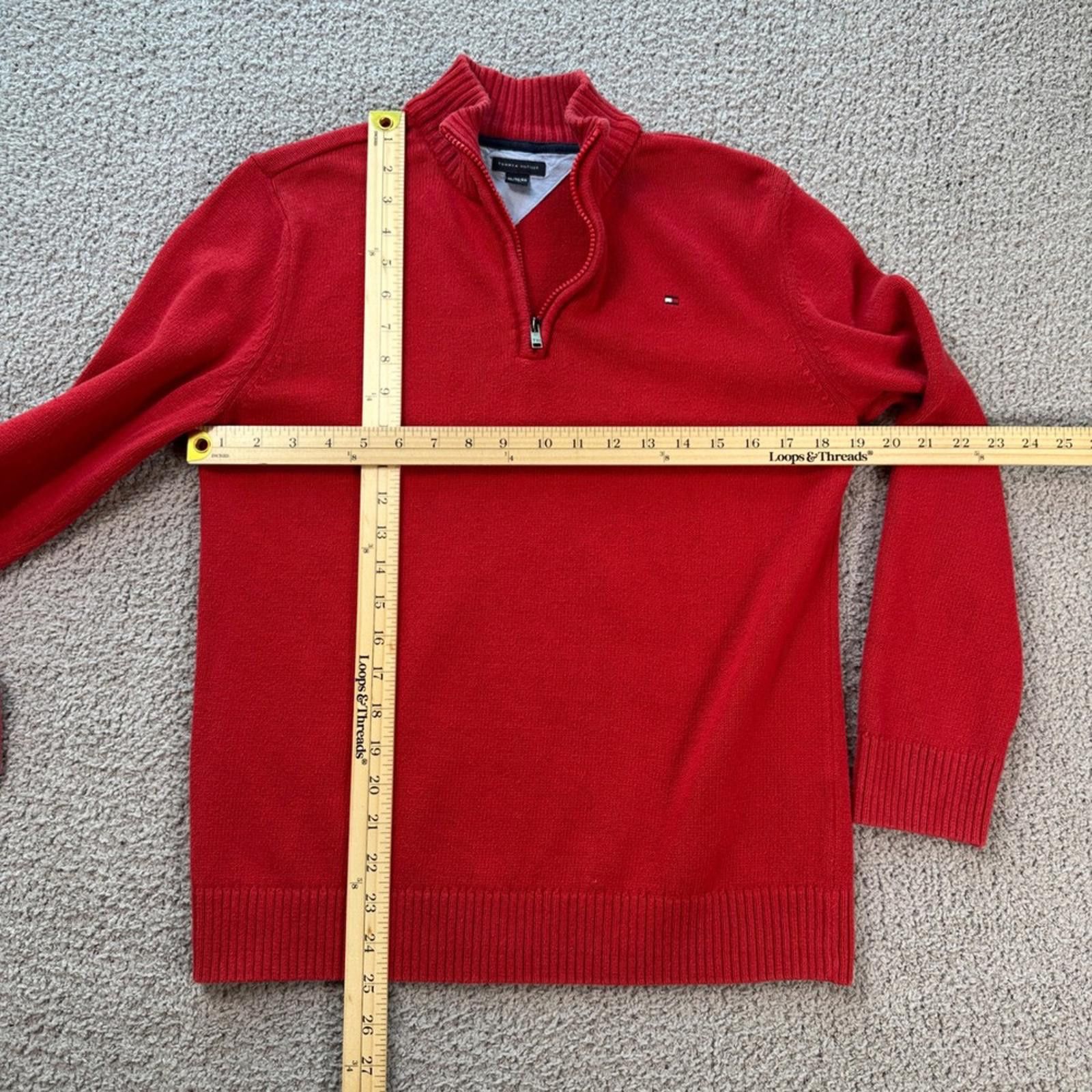 Tommy Hilfiger Tommy Hilfiger Men's Knit Sweater XL Red Quarter 1/4 Zip Size US XL / EU 56 / 4 - 2 Thumbnail