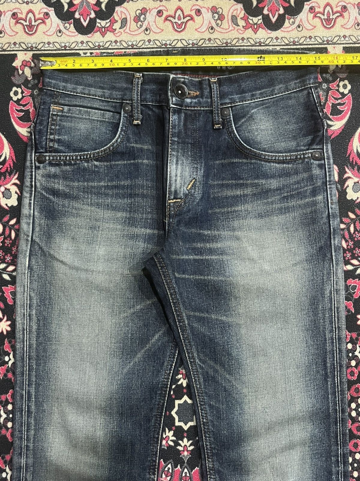Tornado Mart Vintage Japanese Edwin XVS Dark Blue Faded Washed Flare Jean Size US 28 / EU 44 - 13 Thumbnail