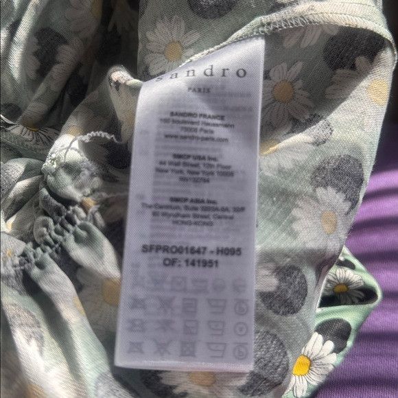 Sandro Dress Polka dot Floral Ruched Pleated back Partially ela Size M / US 6-8 / IT 42-44 - 15 Thumbnail