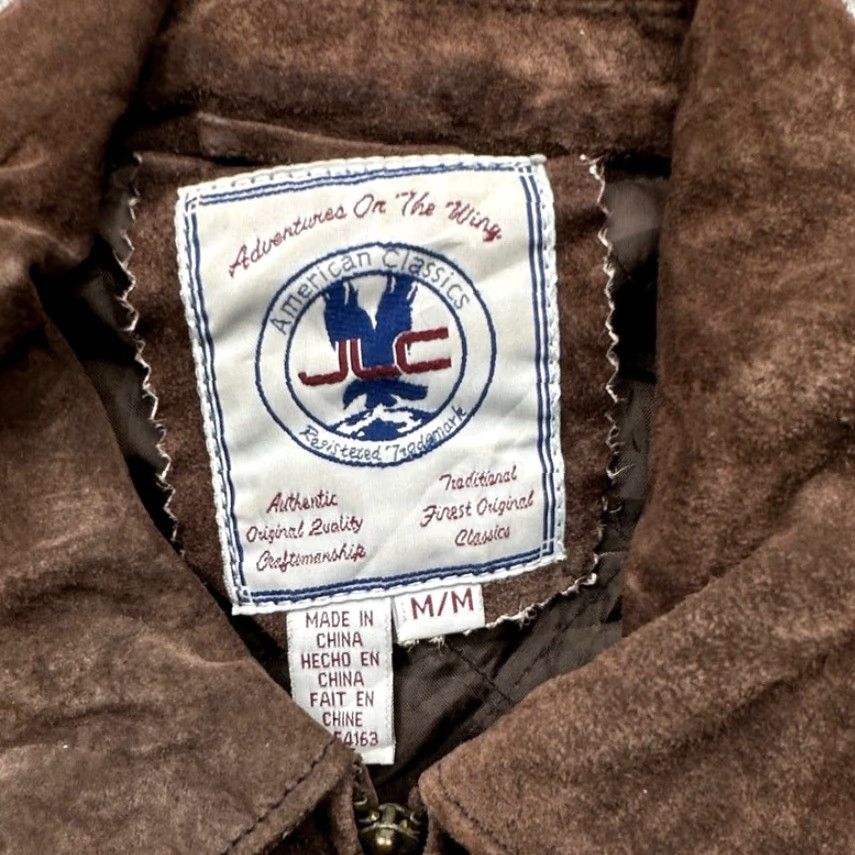 Vintage VINTAGE JLC Bomber Jacket Mens Medium Brown Suede Leather Quilt Lined Short 90s Fall Winter Size US M / EU 48-50 / 2 - 3 Thumbnail