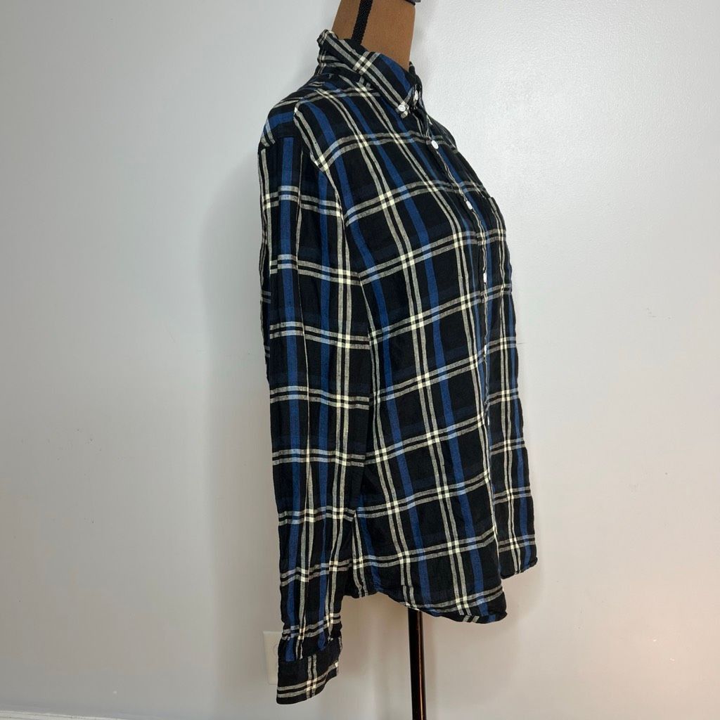 Club Monaco Club Monaco Black Multi Long Sleeve Plaid 100% Linen Button Up Shirt Mens Medium Size US M / EU 48-50 / 2 - 11 Thumbnail