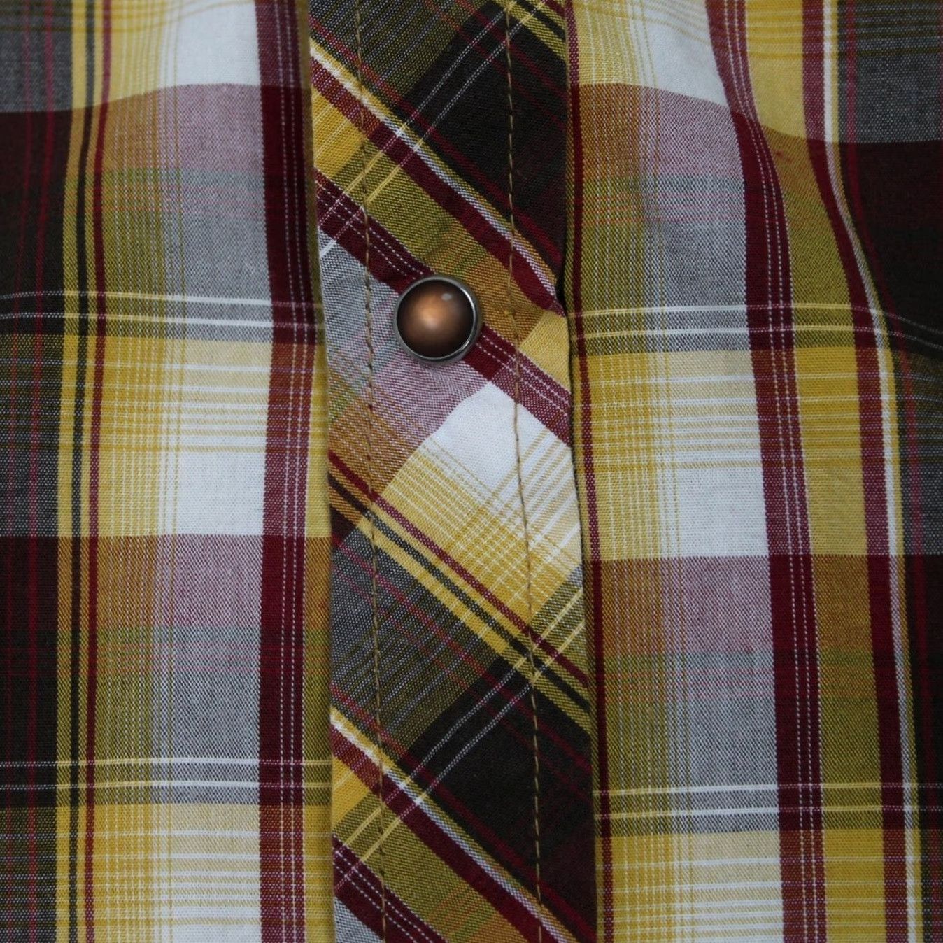 Prana prAna Pearl Snap Shirt Mens M Brown/Yellow/Red/Black S/S Organic Cotton Shirt Size US M / EU 48-50 / 2 - 5 Thumbnail
