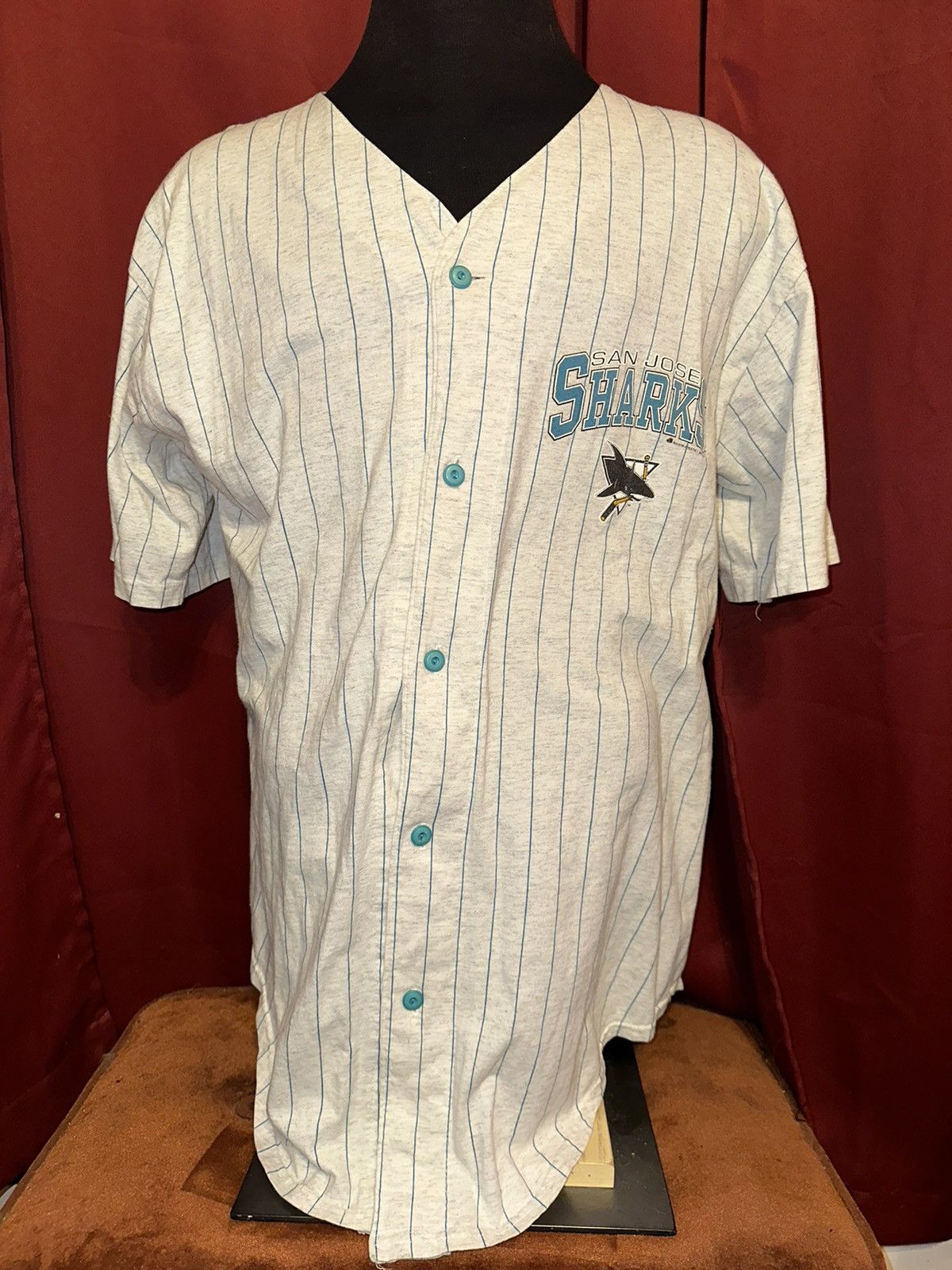 NHL × Vintage Vintage San Jose Sharks Jersey 90’s NHL Baseball Tee Grail Size US XL / EU 56 / 4 - 2 Thumbnail