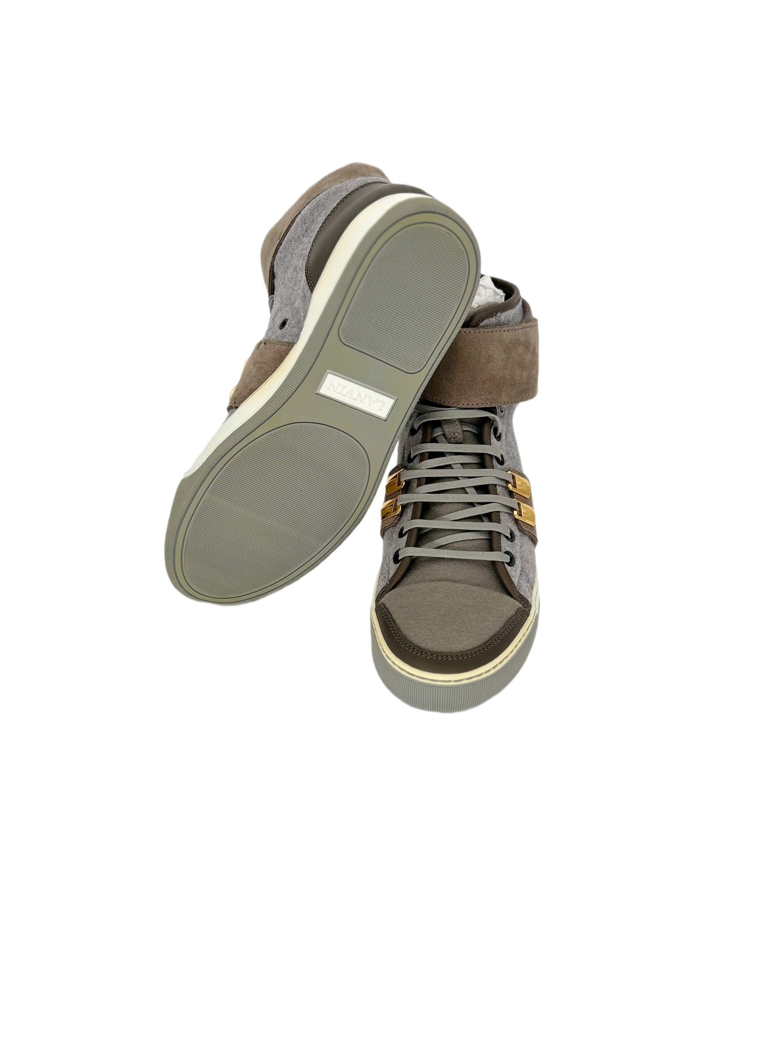 Lanvin Lanvin Grey / Brown Wool Felt Hi Top Sneaker With Metal Det Size US 9 / EU 42 - 5 Thumbnail