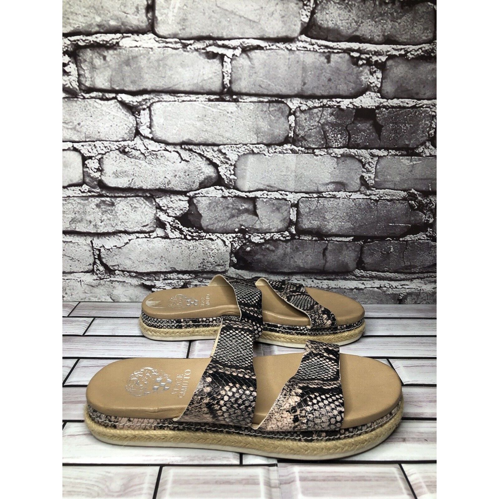 Vince Camuto Vince Camuto Rynnah Ivory Leather Snake Espadrille Sandals W Size US 6.5 / IT 36.5 - 1 Thumbnail