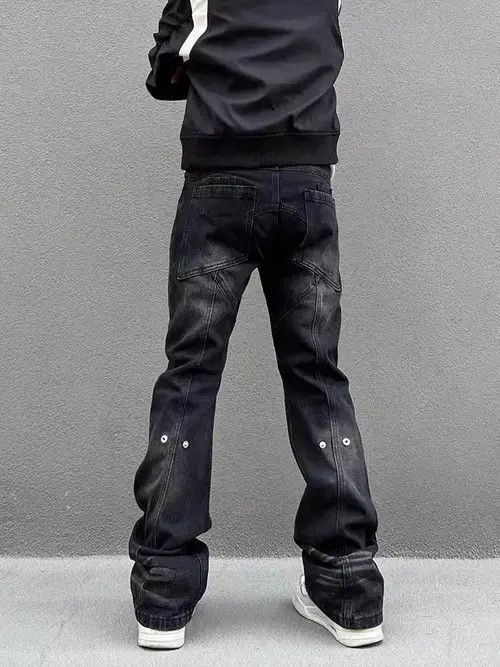 Japanese Brand × Jean Street washed distressed patchwork micro-flare jeans Size US 32 / EU 48 - 2 Thumbnail