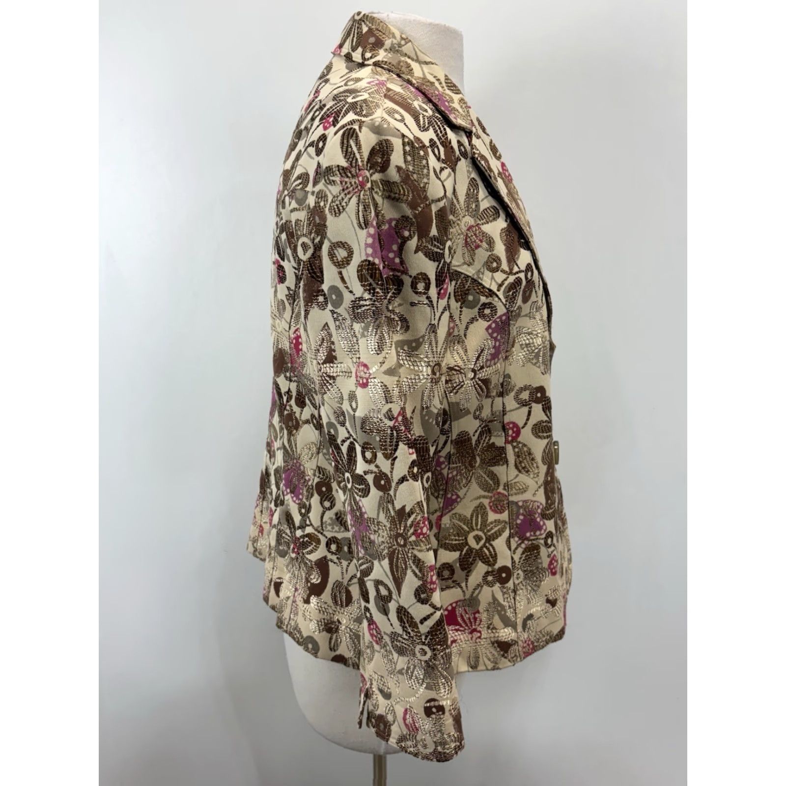 Vintage VINTAGE Lafayette 148 Floral Brocade Blazer Women’s Size 14 Brown Cream Business Party 90s Classic Size XL / US 12-14 / IT 48-50 - 4 Thumbnail