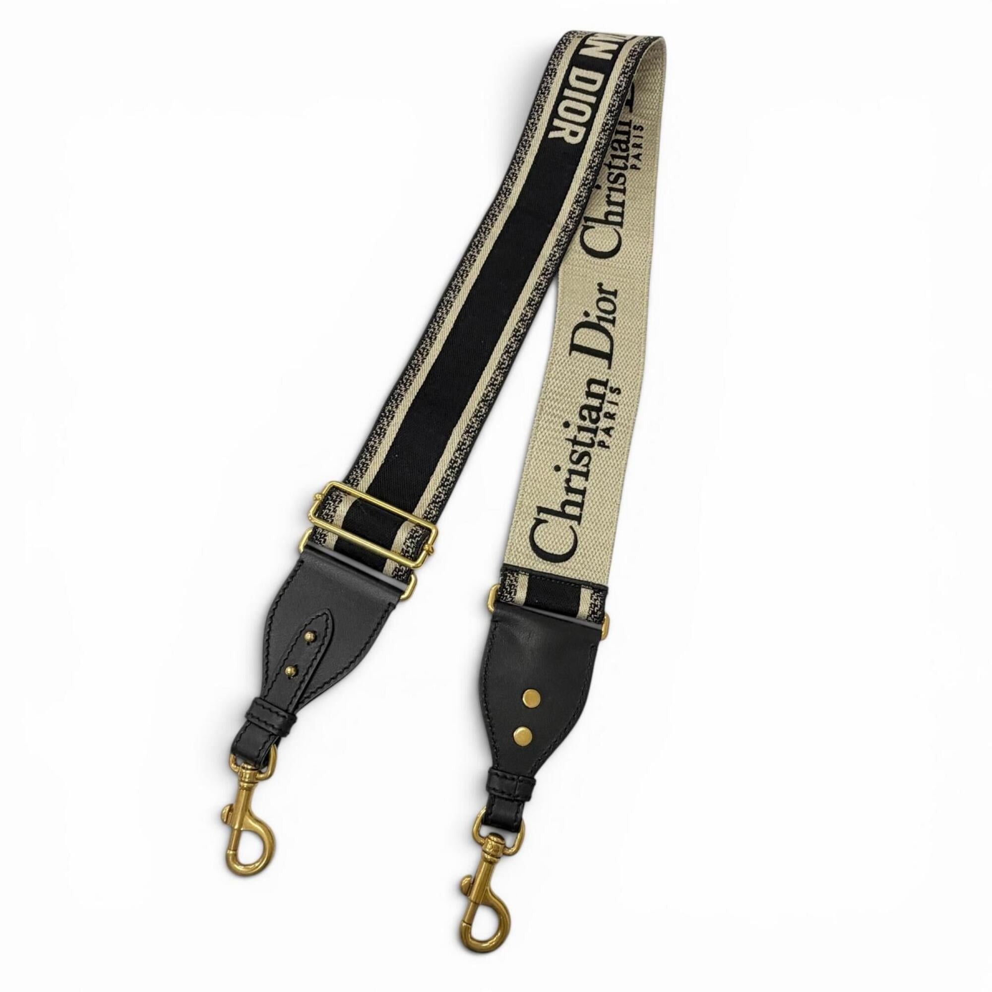 Dior Christian Dior Paris logo embroidered shoulder strap, current model, black/beige, made in Italy, men's, with dust bag. Size ONE SIZE - 1 Thumbnail
