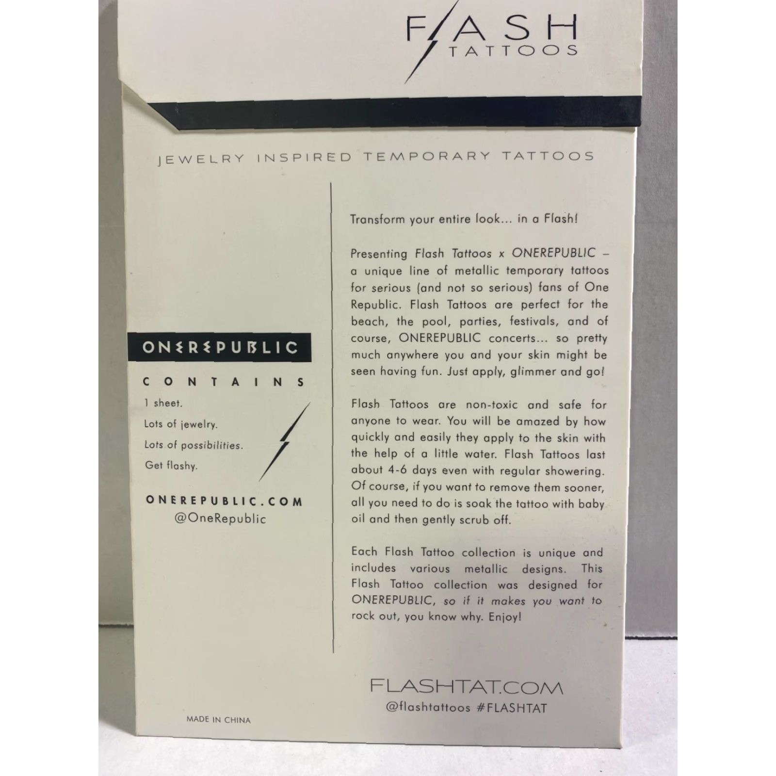 Vintage ONEREPUBLIC Metallic Temporary Flash Tattoos - Official Merchandise - One Size Fits Most - Silver Black Cobre - 2015 - Unisex Adults Size ONE SIZE - 4 Thumbnail
