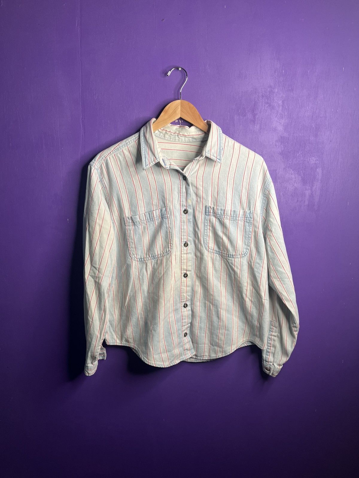 Vintage Vintage 90s Blue red striped button up shirt Size US M / EU 48-50 / 2 - 1 Thumbnail
