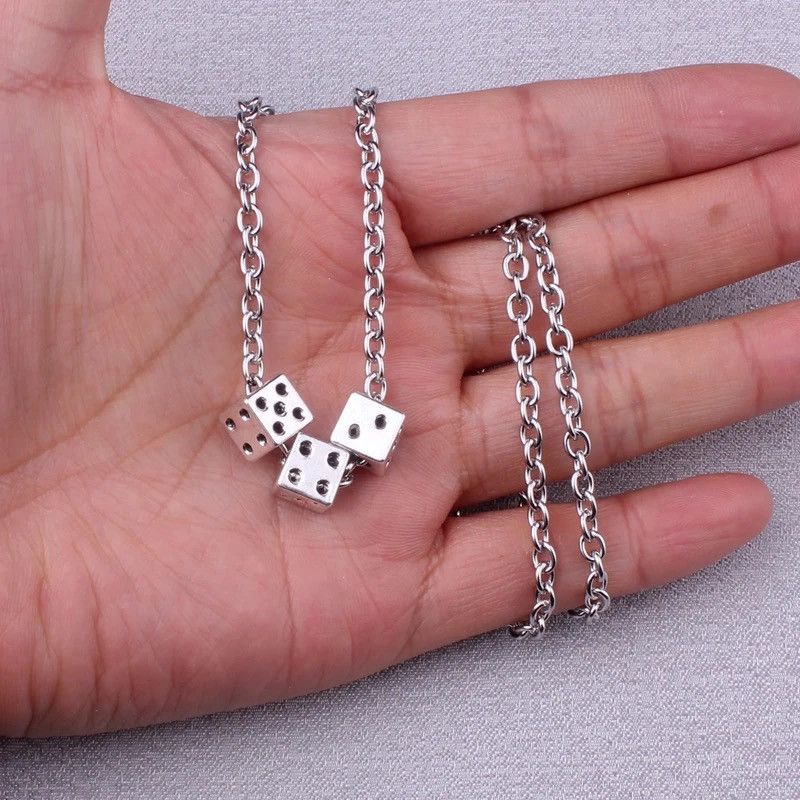 Jewelry × Vintage (O chain)Stainless Steel Chain Grunge Metal Dices Jewelry Size ONE SIZE - 1 Thumbnail