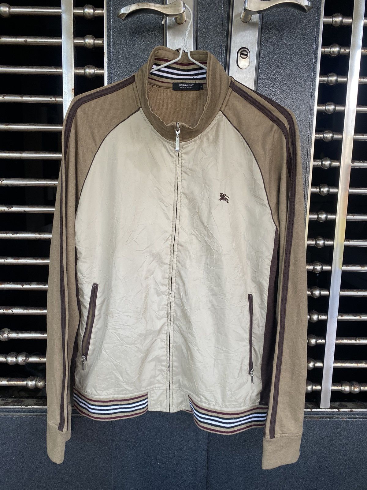 image of Burberry Black Label Zipper Sweater in Brown, Men's (Size Medium)