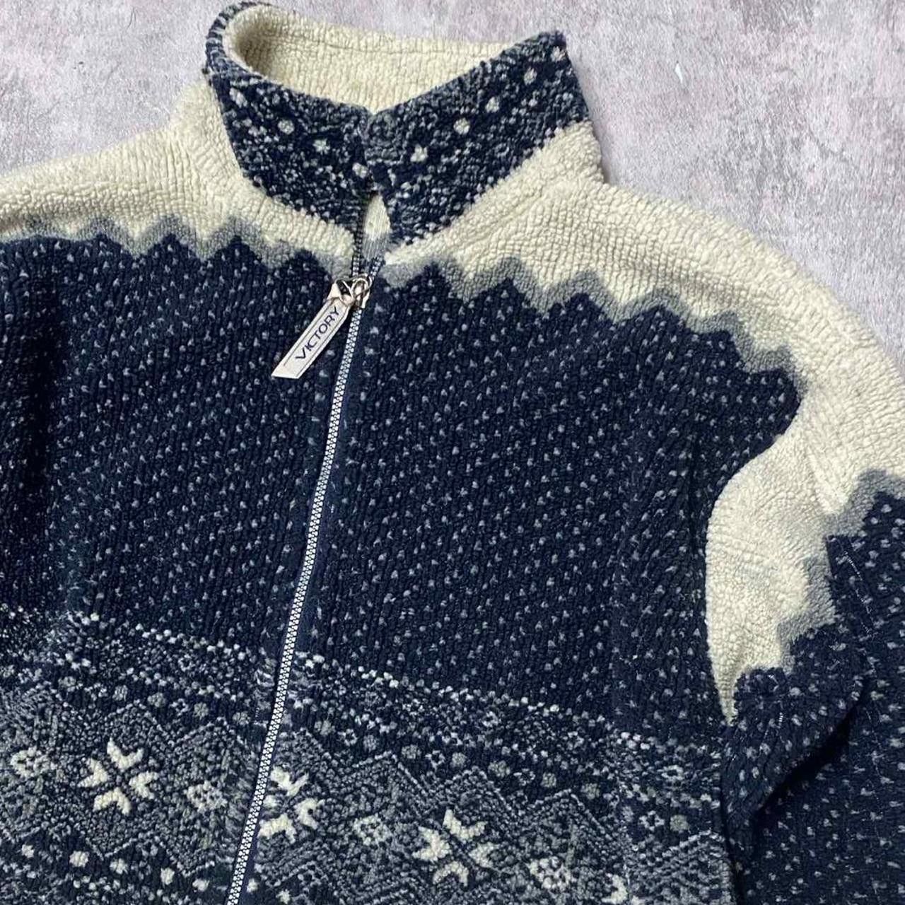 Other Navy and cream vintage 90s wool zip up sweater wool Size US XL / EU 56 / 4 - 2 Thumbnail