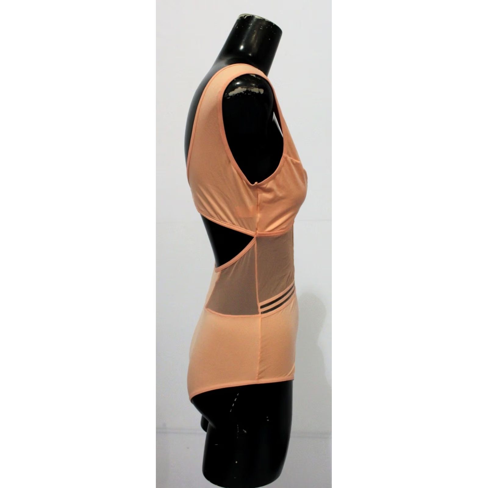 Vintage Zelf Women's Aura Smooth Cut-Out Detail Soft Bodysuit BE5 Peach Pink Medium Size M / US 6-8 / IT 42-44 - 3 Thumbnail