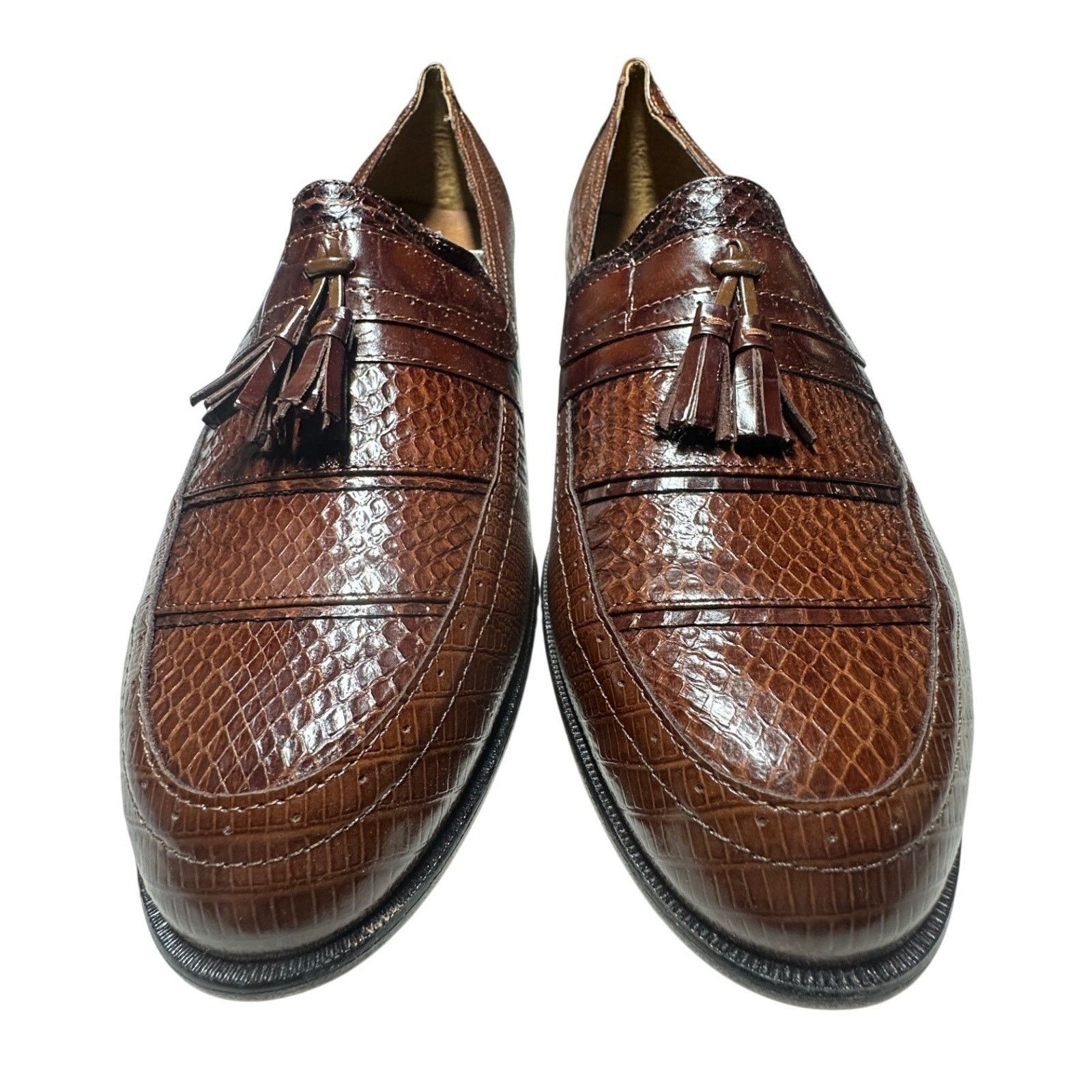 Stacy Adams Stacy Adams Loafers Mens 13 Cognac NWT Snake Leather Shoes Size US 13 / EU 46 - 3 Thumbnail