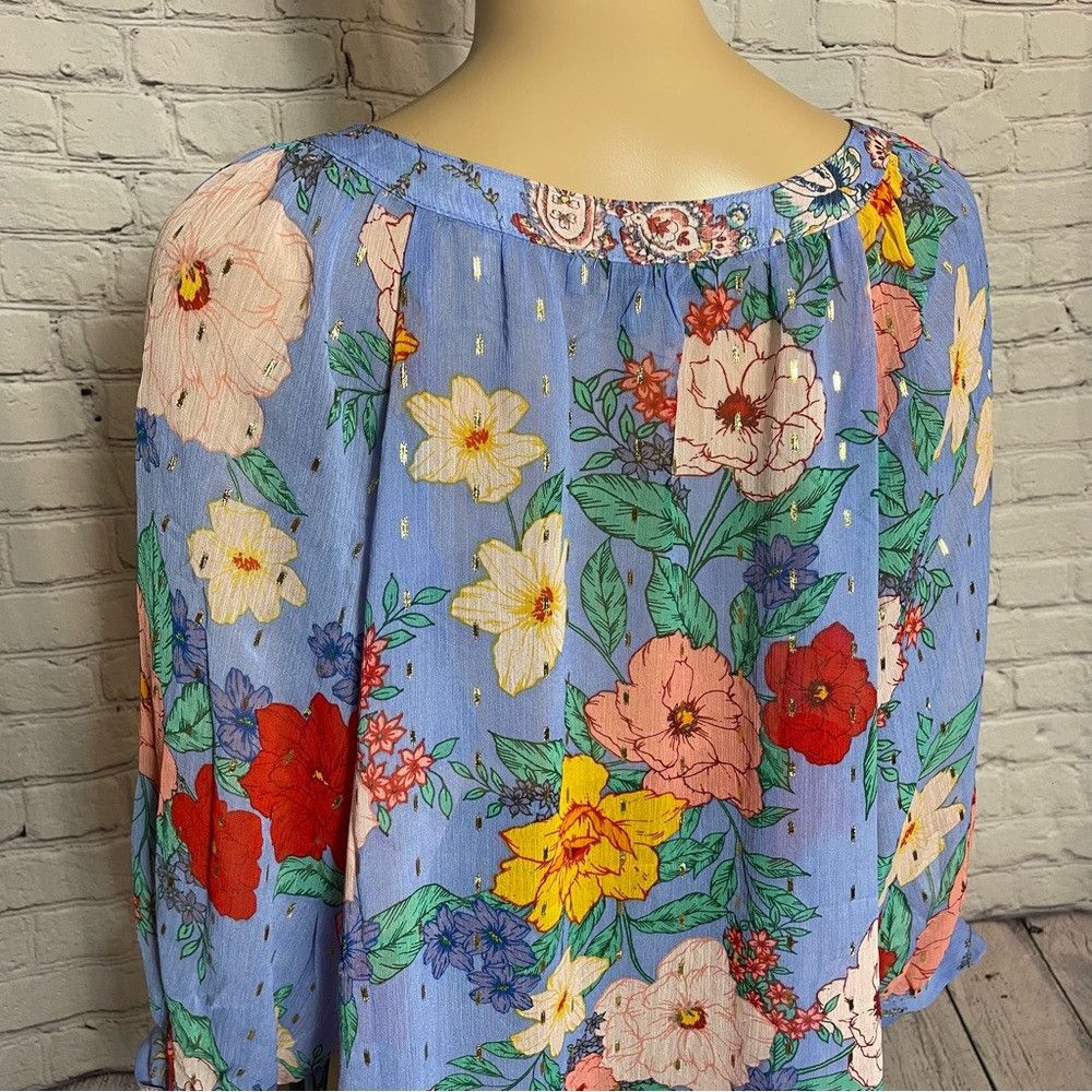 Anthropologie NWT New Figueroa & Flower Floral Blouse 3/4 Sleeve Size 2X Size XXL / US 16-18 / IT 52-54 - 8 Thumbnail