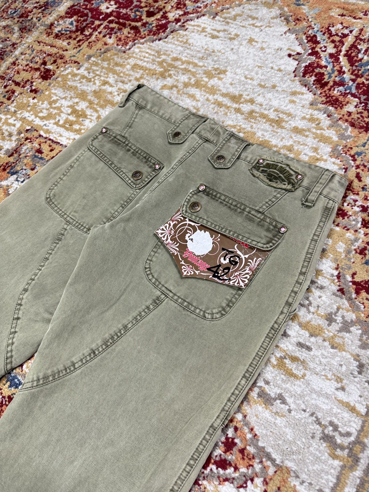 20471120 ᶠᵃⁿᶜʸᵍᵘʸ BNWT Cargo Y2K Pants Bondage Vintage Denim Size US 30 / EU 46 - 7 Thumbnail