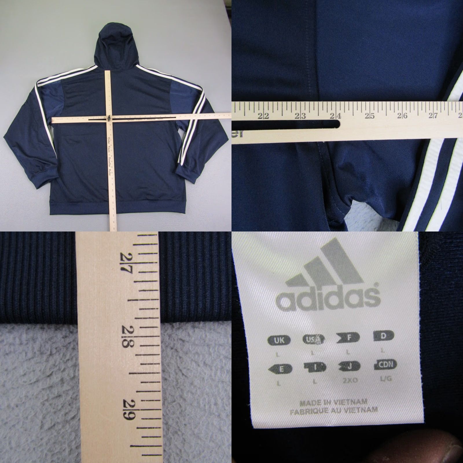 Adidas VINTAGE adidas Jacket Mens L Blue Zip Hooded Full Zip Pockets Track Outdoor Sports Basic Jacket Size US L / EU 52-54 / 3 - 8 Thumbnail
