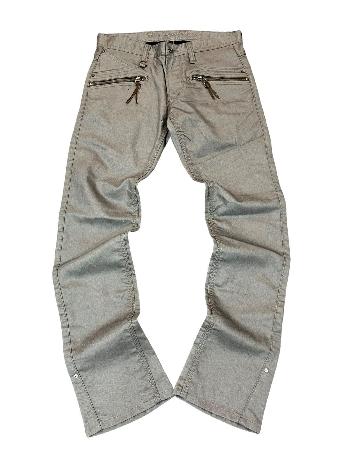 image of 14Th Addiction x Tornado Mart Nicole Club For Men Flare Pants Multi Zipper in Dark Gray (Size 30)