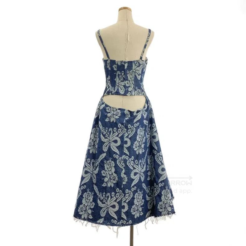 Junya Watanabe Junya Watanabe Denim Embroidered Tulle Puff Sleeve Dress Size XS / US 0-2 / IT 36-38 - 3 Thumbnail