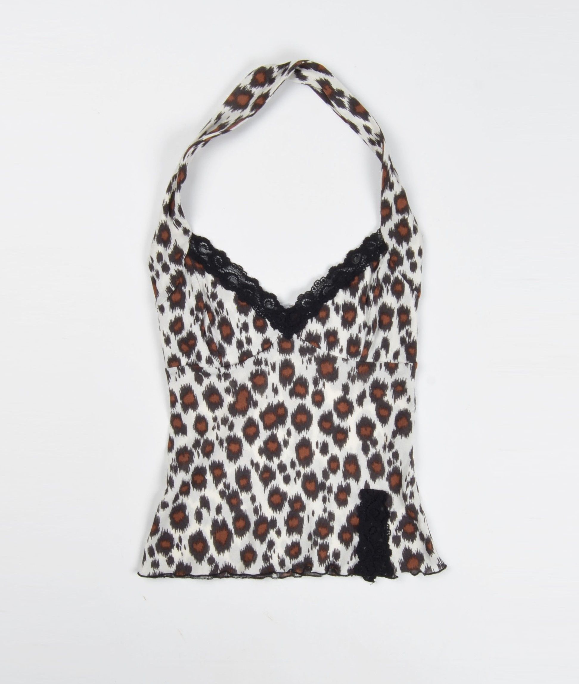 Vintage Vintage Kookai Y2K Mob Wife Mesh Leopard Halter Top Size S / US 4 / IT 40 - 3 Thumbnail