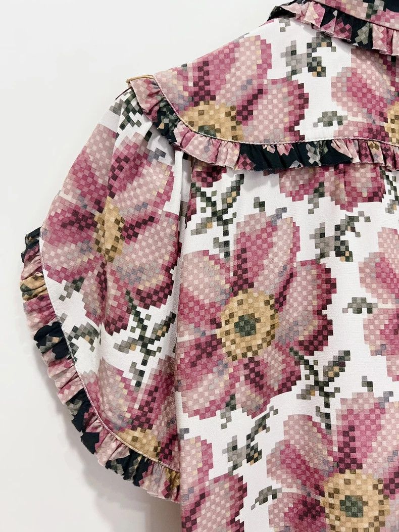 Gucci Gucci Doll collar retro printed shirt short-sleeved T-shirt Size XS / US 0-2 / IT 36-38 - 6 Thumbnail