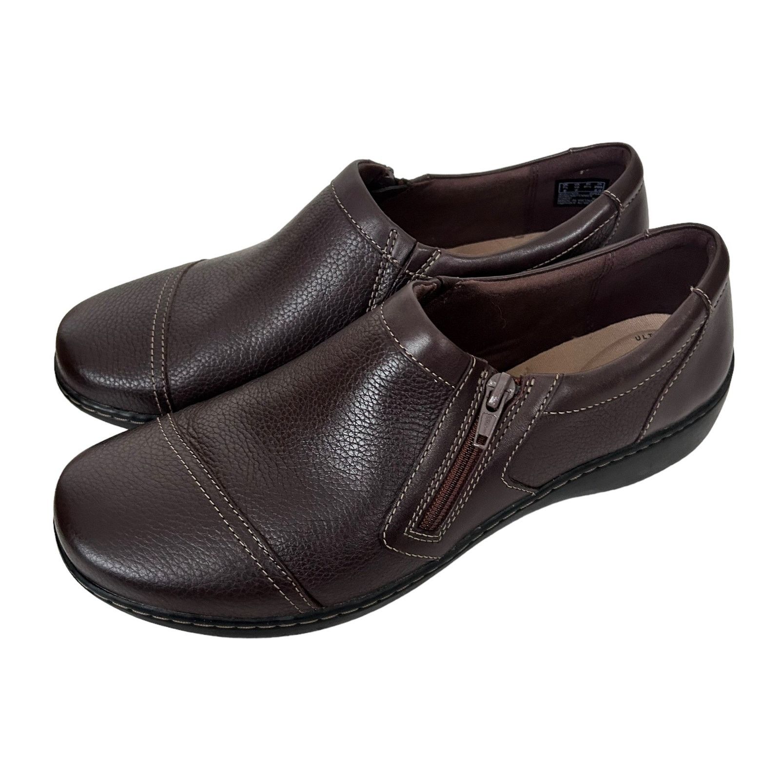 Clarks Clarks Cora Giny Brown Leather Loafers Sz 10W Size US 10 / IT 40 - 4 Thumbnail