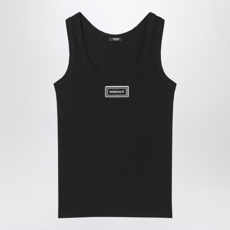 Versace Versace Black Stretch Ribbed Cotton Tank Top Size XS / US 0-2 / IT 36-38 - 1 Thumbnail