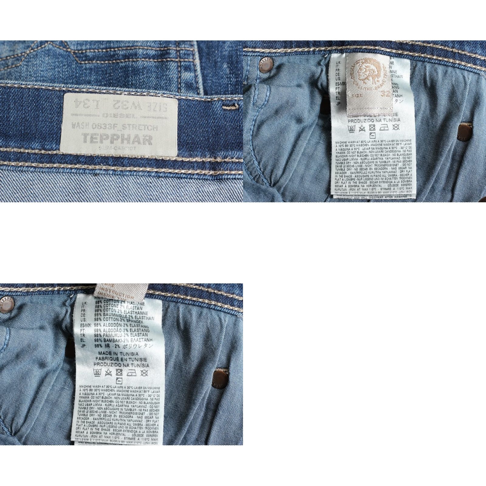 Diesel DIESEL Tepphar 0833F STRETCH Slim Carrot Jeans Men Size 32/34 W32 L34 DZ3620 Blue Medium 5-Pocket Jeans Mens Size US 32 / EU 48 - 8 Thumbnail