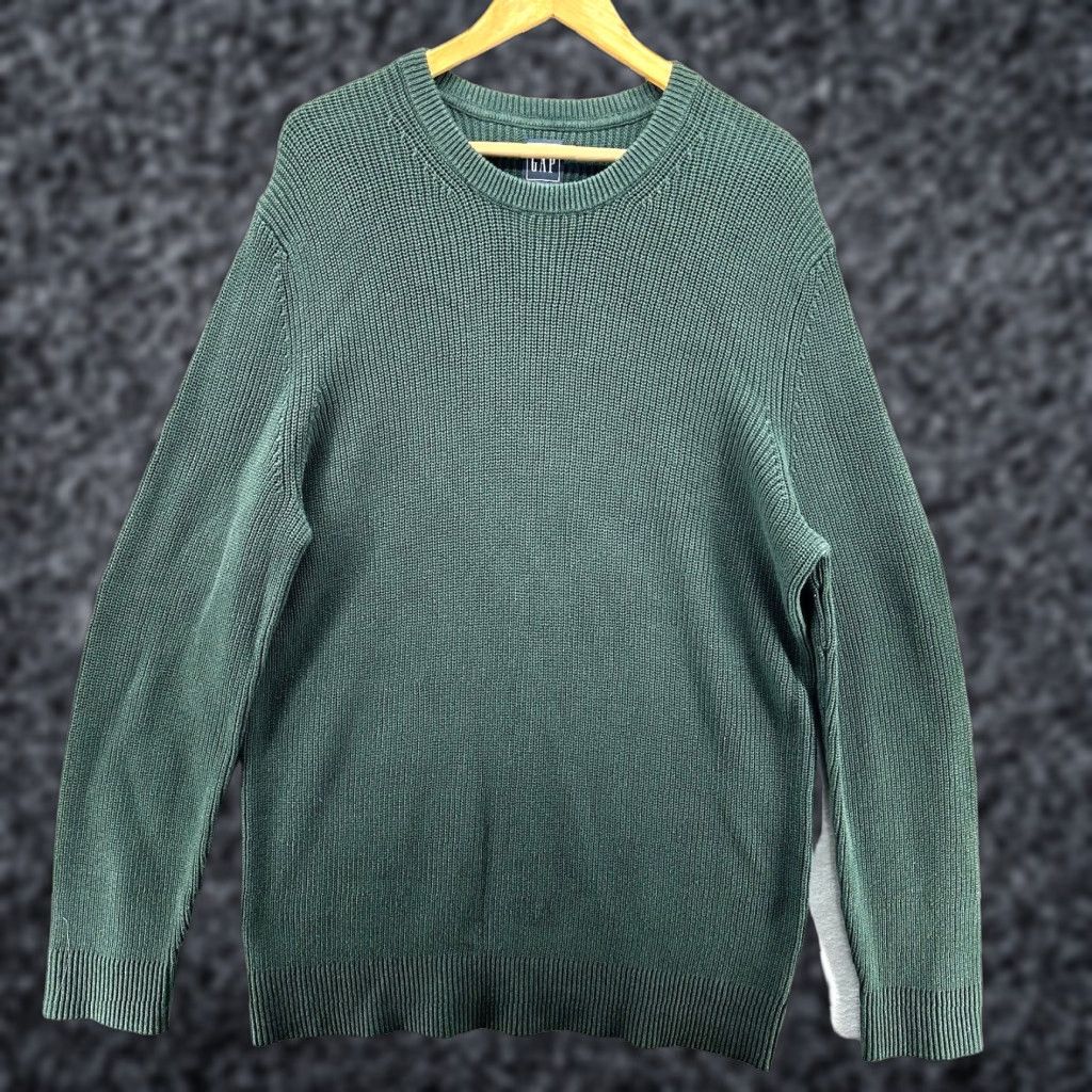 Gap VINTAGE Gap Heavy Knit Sweater Mens XLT Green Crewneck Long Sleeve Pullover Fisherman 90s Big & Tall Size US XL / EU 56 / 4 - 1 Thumbnail