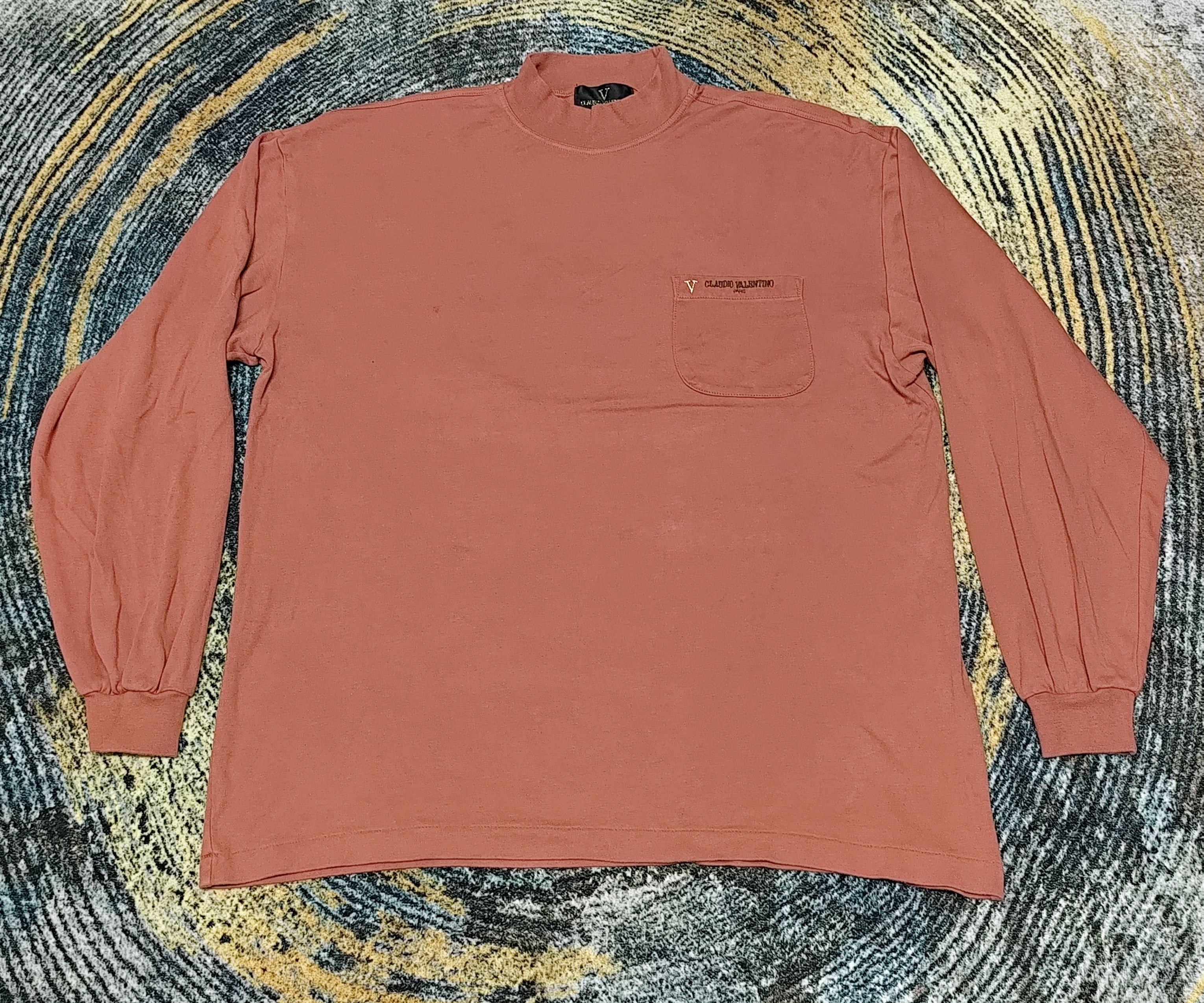 Vintage Claudio Valentino Paris Mock Neck Long Sleeve Tee Size US XXL / EU 58 / 5 - 1 Thumbnail