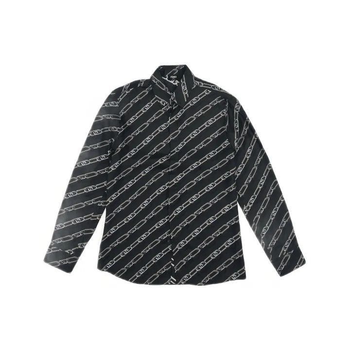 Fendi Fendi Black Patterned Long Sleeve Shirt -2507 Size US M / EU 48-50 / 2 - 2 Thumbnail