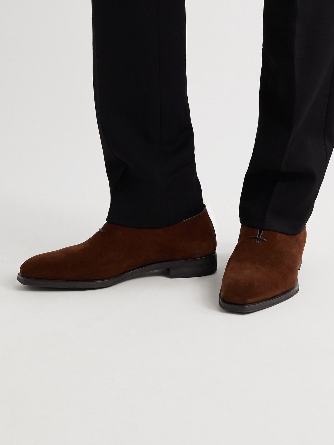 Berluti Alessandro Infini Leather-Trimmed Suede Oxford Shoes Size US 10 / EU 43 - 3 Thumbnail