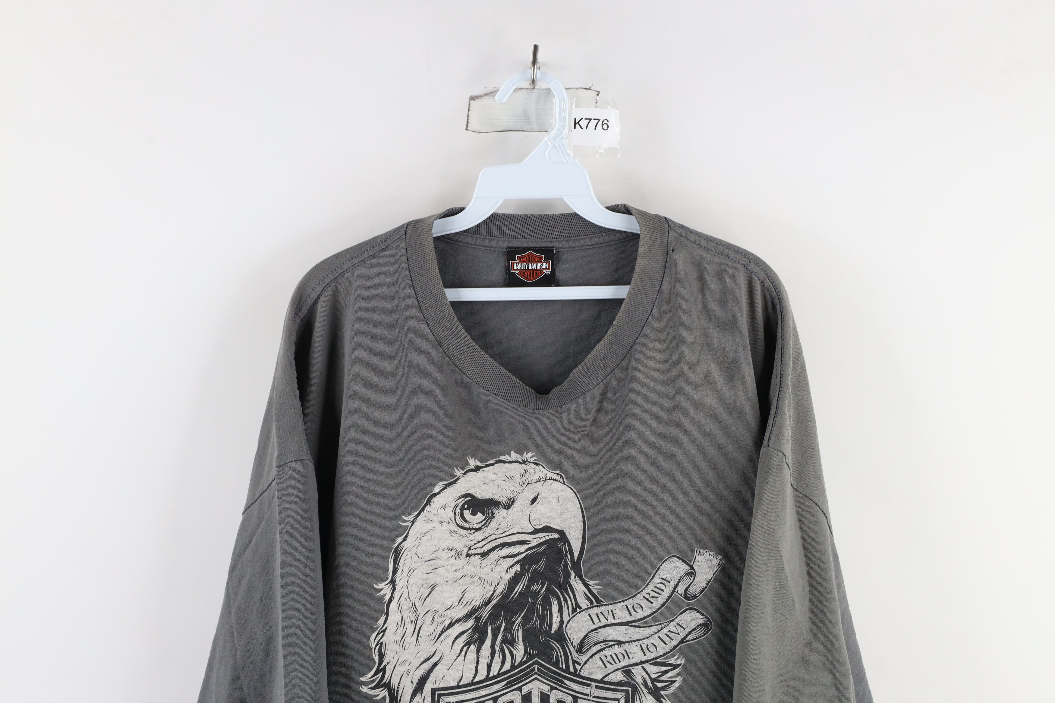 Harley Davidson × Vintage Vintage Harley Davidson Spell Out Big Logo Eagle T-Shirt Size US XXL / EU 58 / 5 - 2 Thumbnail