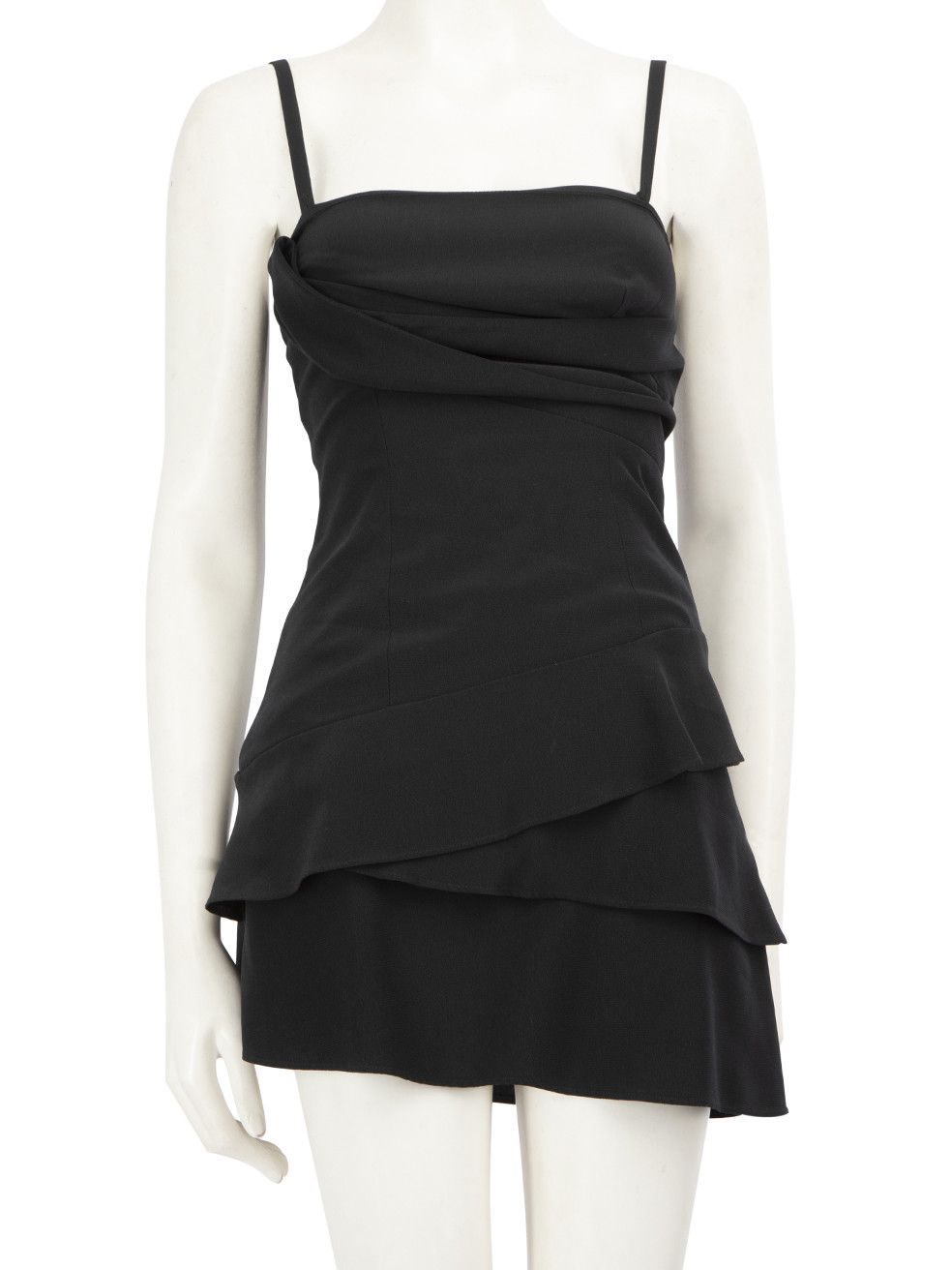 Pinko Black Ruffled Detail Mini Dress Size S / US 4 / IT 40 - 1 Thumbnail