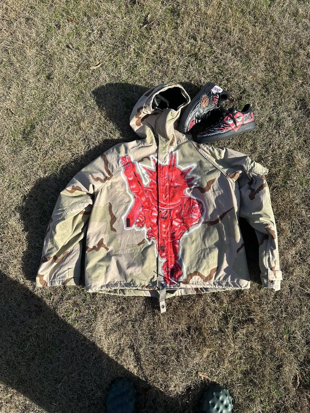 Vintage “Red Soldier” Airbrushed Military Training Jacket (Size L) Size US L / EU 52-54 / 3 - 1 Thumbnail