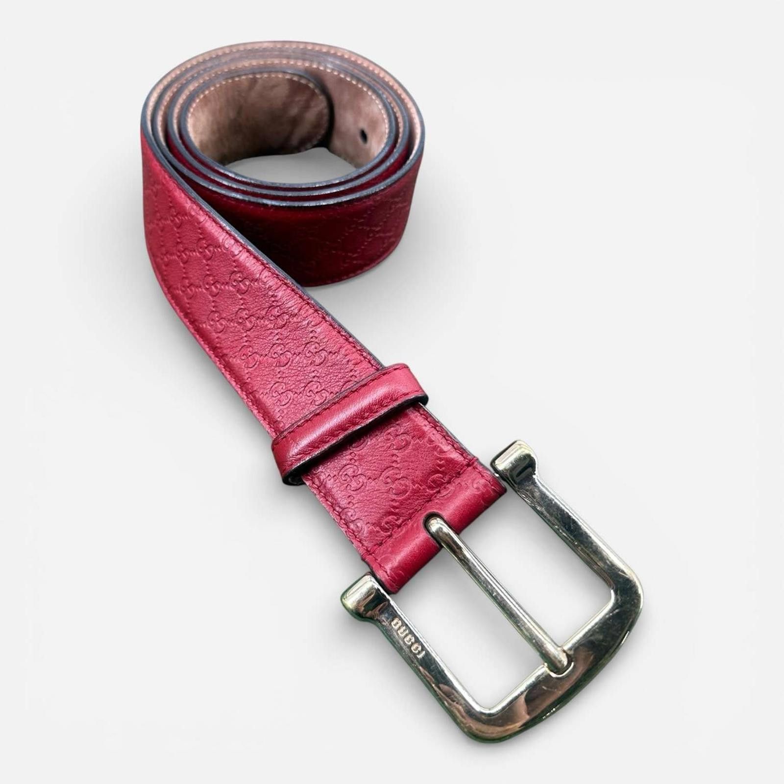 Gucci Gucci Microwguccissima Womens Red Leather Belt 90/36 Size ONE SIZE - 3 Thumbnail