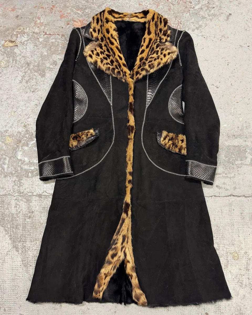 Roberto Cavalli 2000s Roberto Cavalli Sample Leopard Fur & Python Shearling Leather Long Coat Size US S / EU 44-46 / 1 - 1 Thumbnail