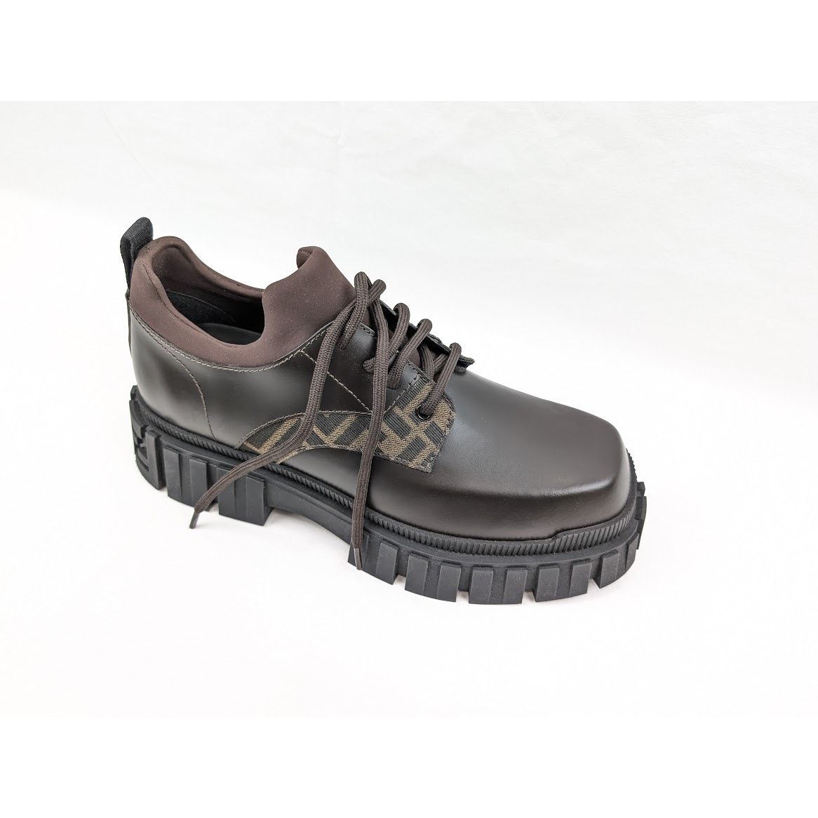 Fendi o1rshd1 Lace Up Fabric Calf Leather Boots Shoe in Multicolor Size US 10 / EU 43 - 4 Thumbnail