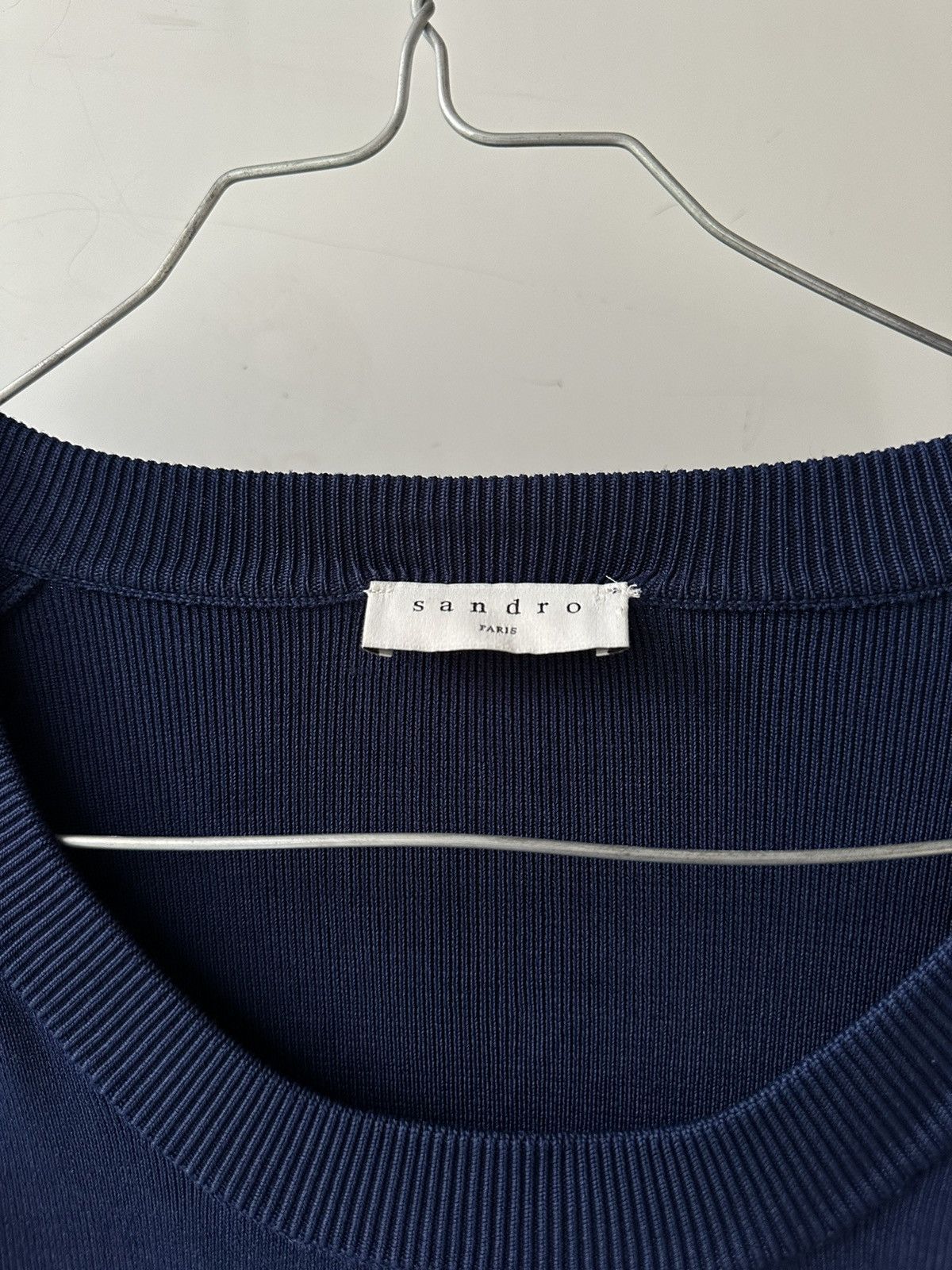 Sandro Sandro Paris Navy Viscose And Mesh Long Sleeve Jumper Size L / US 10 / IT 46 - 5 Thumbnail