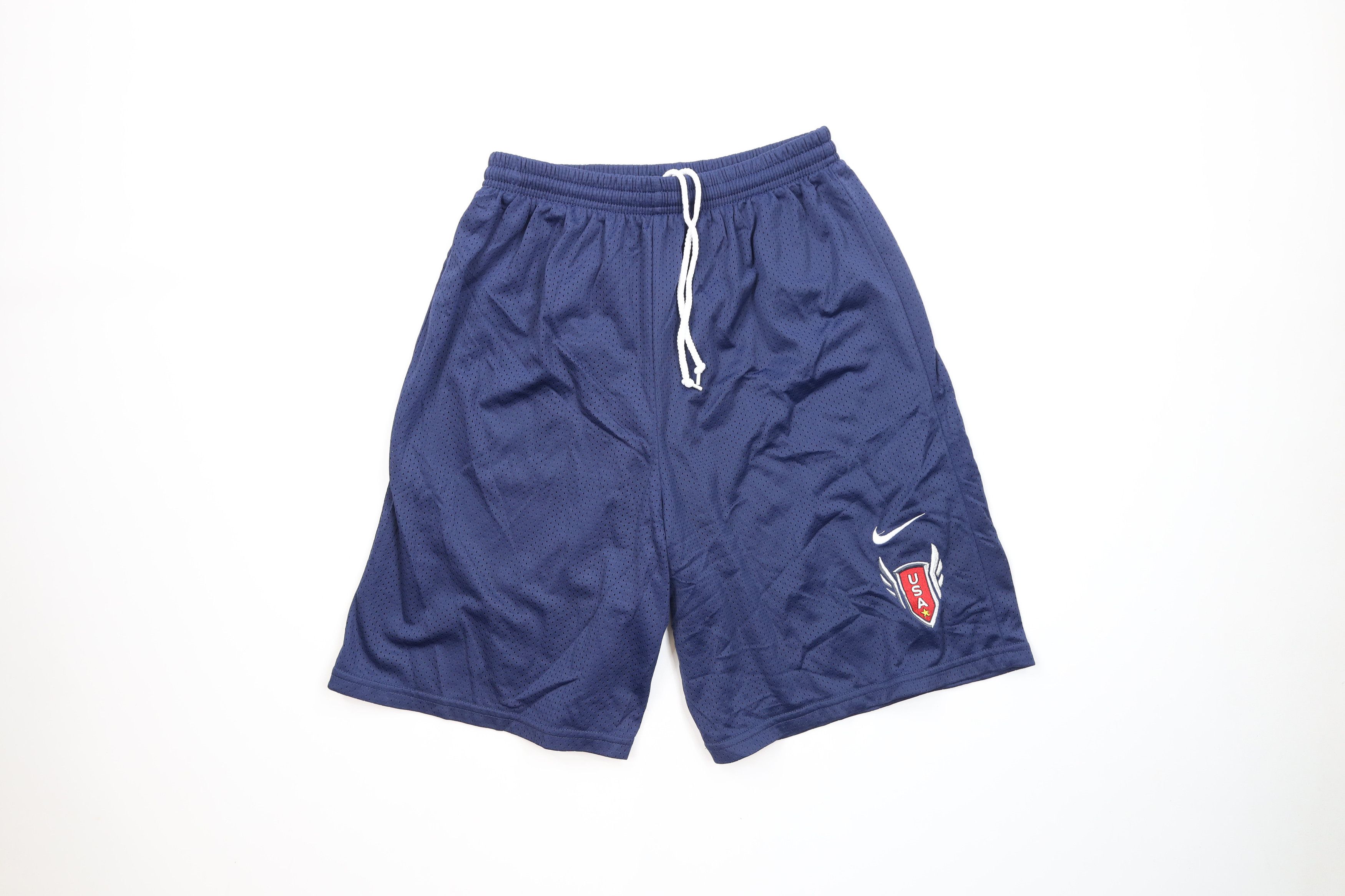Nike × Vintage Vintage Nike USA Track and Field Mesh Shorts Blue Nylon Size US 30 / EU 46 - 1 Thumbnail