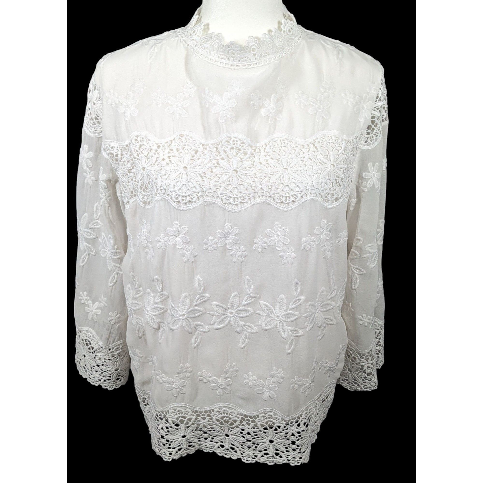 Other Lollipop White Floral Embroidered Vintage Style Top Size Med Size M / US 6-8 / IT 42-44 - 1 Thumbnail