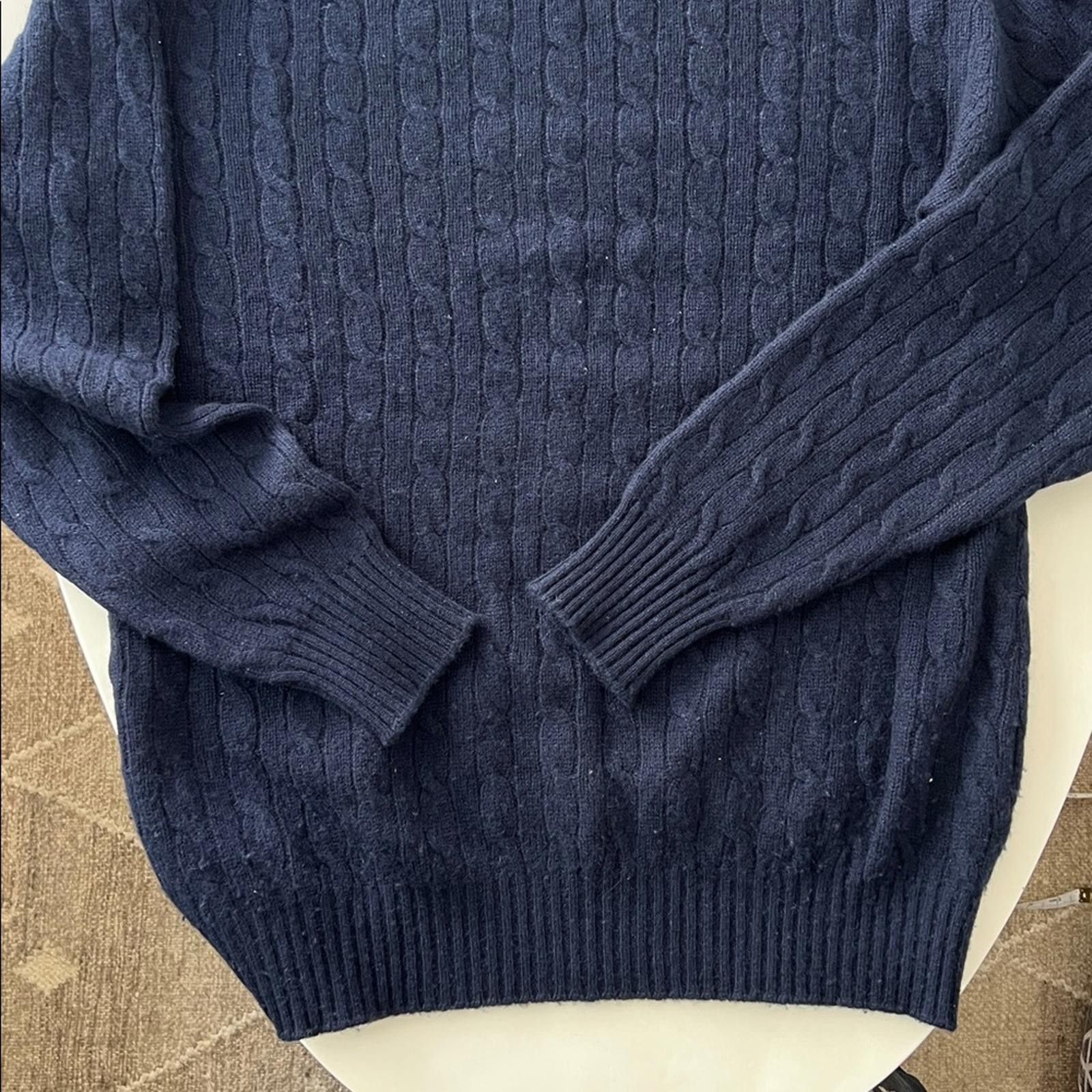 Paul Stuart Paul Stuart 100% Cashmere Cable Knit Blue Crewneck Sweater Size US XL / EU 56 / 4 - 4 Thumbnail